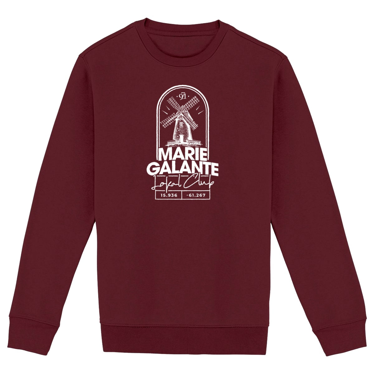 Sweat-shirt premium - Moulin Marie-Galante - face_bordeaux