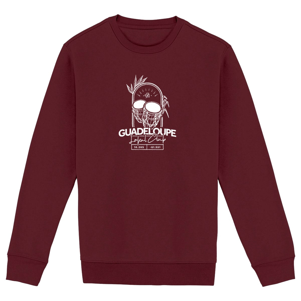 Sweat-shirt premium - Tambours Guadeloupe - face_bordeaux