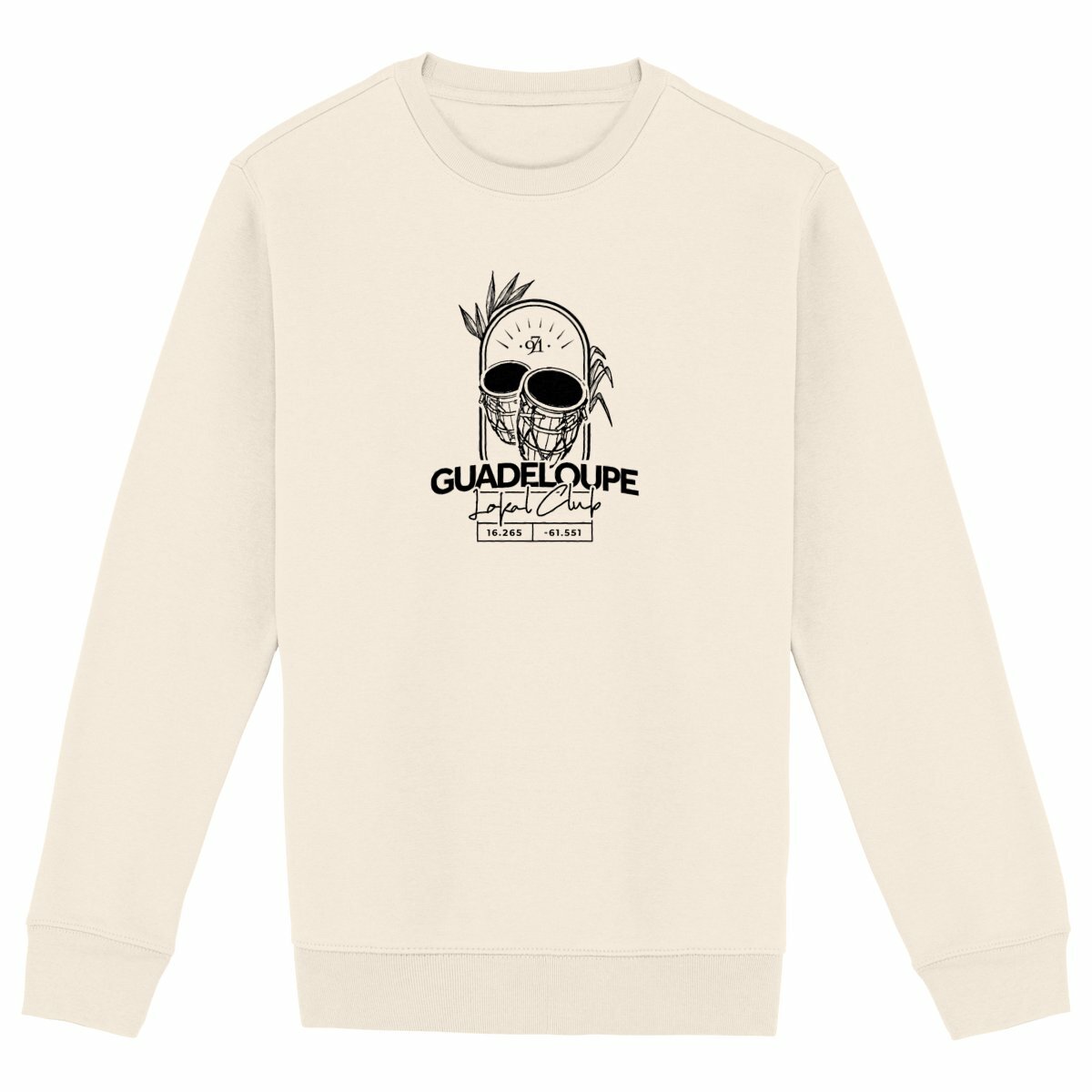 Sweat-shirt premium - Tambours Guadeloupe - face_ivoire
